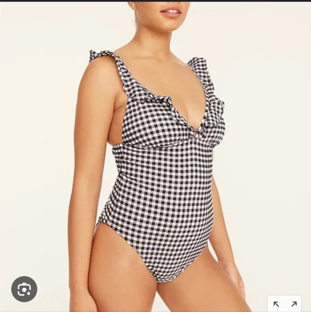 J. Crew Classic Gingham One-Piece Swimsuit